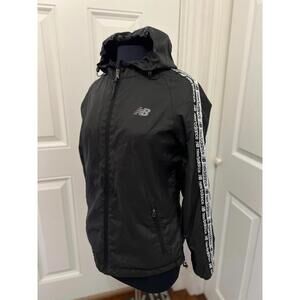 New Balance Women’s Black Windbreaker with Logo Stripes